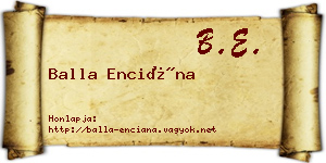 Balla Enciána névjegykártya